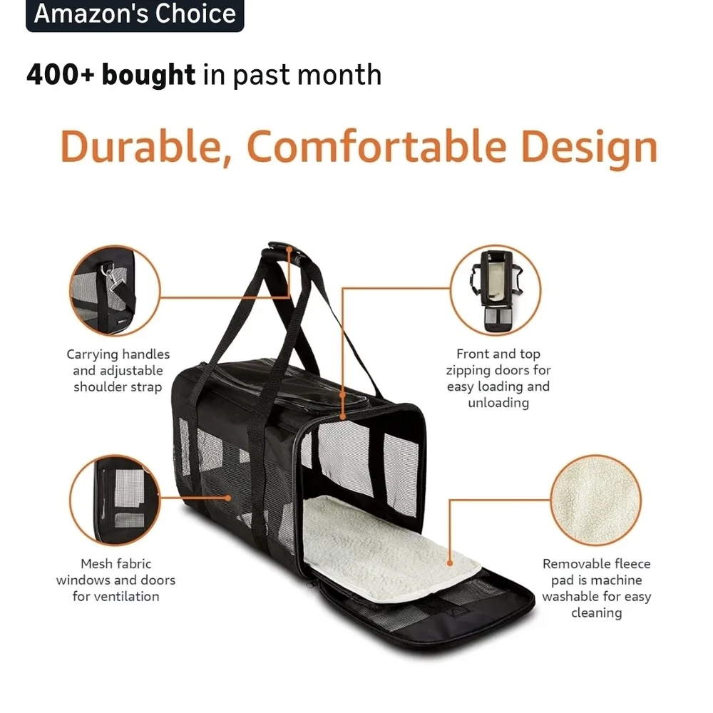 Black Mesh Pet Carrier